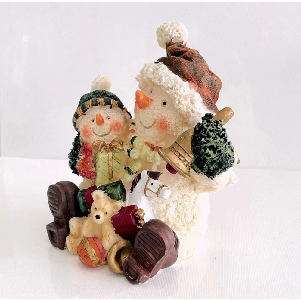 Vintage Ceramic Snowman Figurine Christmas Ornament Holiday Decor 5”